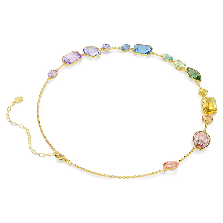 Gema necklace Mixed cuts, Multicolored, Gold-tone plated